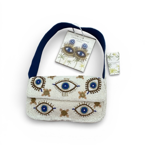 Embellished Eye Design Bag With Matching Earrings - Picture 1 of 3